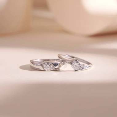Nhẫn đôi nam nữ bạc xi bạch kim đá Moissanite GRA LAVESTA KC66 - 1.815.000đ
