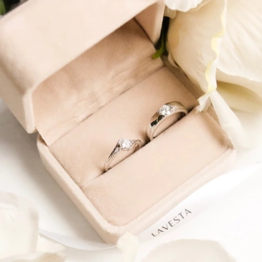 Nhẫn đôi nam nữ bạc xi bạch kim đá Moissanite GRA LAVESTA KC66 - 1.815.000đ