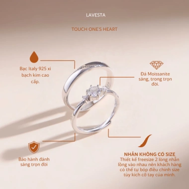 Nhẫn đôi nam nữ bạc xi bạch kim đá Moissanite GRA LAVESTA KC95 – 1,465,000₫ 2