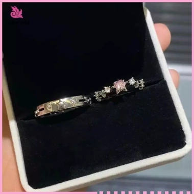 Nhẫn đôi ngôi sao zircon Eshylala - Điều chỉnh size, Quà Valentine siêu xinh 35.750 VND