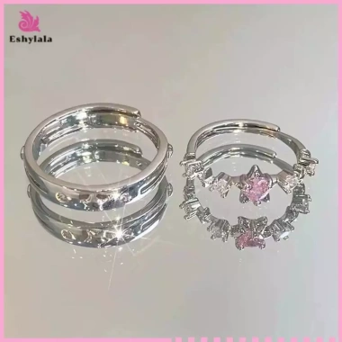 Nhẫn đôi ngôi sao zircon Eshylala - Điều chỉnh size, Quà Valentine siêu xinh 35.750 VND