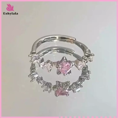 Nhẫn đôi ngôi sao zircon Eshylala - Điều chỉnh size, Quà Valentine siêu xinh 35.750 VND