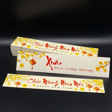 Nhãn Giấy Dài 100 Tờ Không Keo Chúc Mừng Năm Mới Trang Trí Giỏ Quà Tết 2 Mặt In 29.000 5