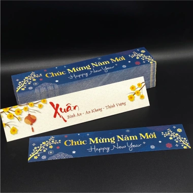 Nhãn Giấy Dài 100 Tờ Không Keo Chúc Mừng Năm Mới Trang Trí Giỏ Quà Tết 2 Mặt In 29.000 7