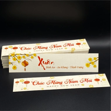 Nhãn Giấy Dài 100 Tờ Không Keo Chúc Mừng Năm Mới Trang Trí Giỏ Quà Tết 2 Mặt In 29.000 9