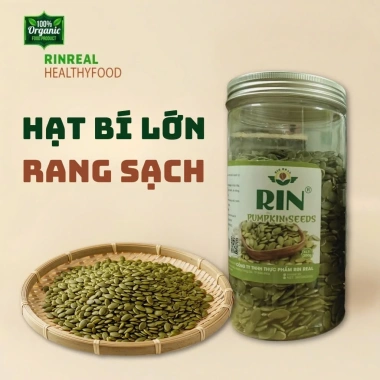 Nhân hạt bí xanh Ấn Độ RIN REAL - Hạt bí rang tách vỏ, dinh dưỡng, ăn kiêng giảm cân, chỉ 65k (giá gốc 83.2k)