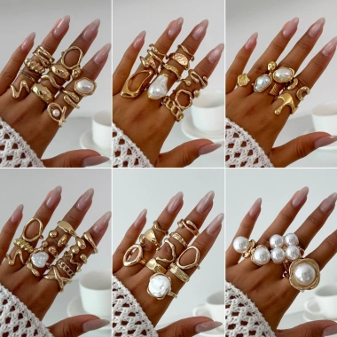 Nhẫn họa tiết hoa đính đá vỏ ốc, hạt ngọc sang trọng - Nhẫn cưới & dự tiệc N2 4