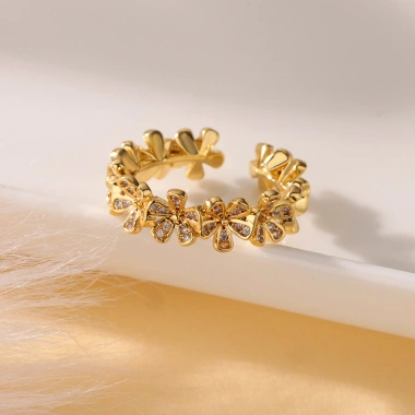 Nhẫn Hoa Zircon Ba Chiều Sang Trọng Nữ - Giá Gốc 141.551 VND, Giảm 19% - 114.154 VND