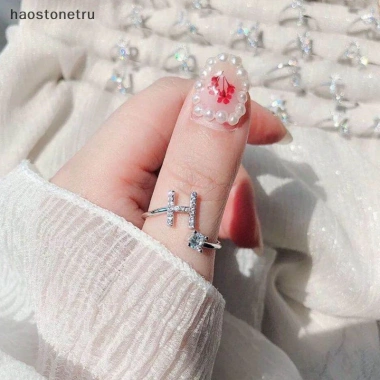 Nhẫn kim cương giả 26 chữ cái có thể điều chỉnh - thời trang nữ, quà tặng