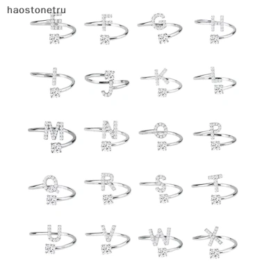 Nhẫn kim cương giả 26 chữ cái có thể điều chỉnh - thời trang nữ, quà tặng 5