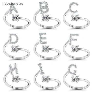 Nhẫn kim cương giả 26 chữ cái có thể điều chỉnh - thời trang nữ, quà tặng 7