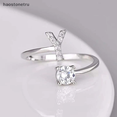 Nhẫn kim cương giả 26 chữ cái có thể điều chỉnh - thời trang nữ, quà tặng 26