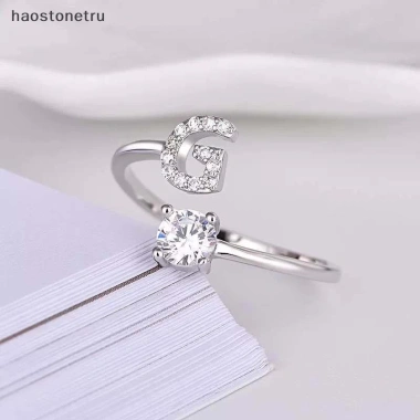 Nhẫn kim cương giả 26 chữ cái có thể điều chỉnh - thời trang nữ, quà tặng 28
