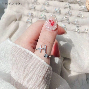 Nhẫn kim cương giả 26 chữ cái có thể điều chỉnh - thời trang nữ, quà tặng 29