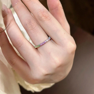 Nhẫn kim cương màu nữ phong cách cầu vồng gradient - Giá chỉ 65.967 VND, khuyến mãi hấp dẫn 2
