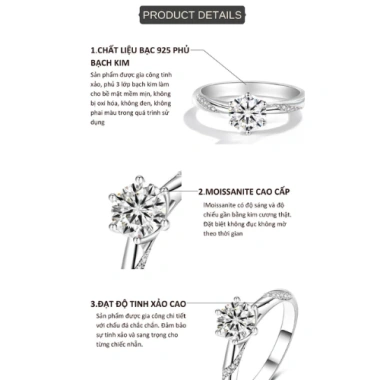 Nhẫn kim cương Moissanite 6 ly cao cấp viền xoắn GRA - Bạc S925 Celestial Twirl NMSJ1