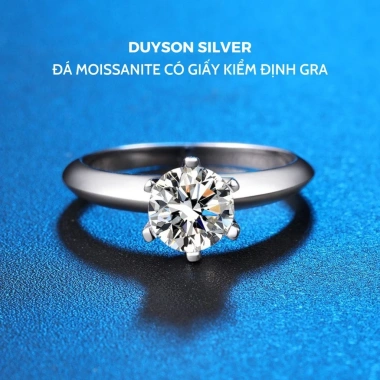 Nhẫn kim cương Moissanite 6.5 ly GRA Mỹ - DUYSON SILVER bạc Ý 925 mạ vàng trắng nữ, chỉ 920.000₫ 2