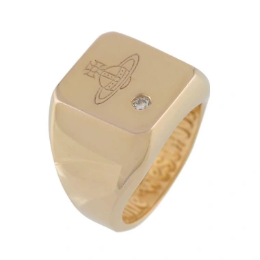 Nhẫn kim cương vuông dập nổi Vivienne Westwood - Vàng/Đen/Bạc, sang trọng, giảm giá 22%