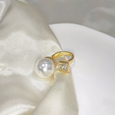 Nhẫn kim loại hạt châu Hàn Quốc N28 – Cá tính, dễ phối đồ, chỉ 30.000đ 5