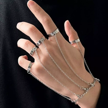Nhẫn kim loại unisex đen cá tính – phong cách Âu Mỹ, thích hợp đi chơi tiệc