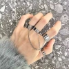 Nhẫn kim loại unisex đen cá tính – phong cách Âu Mỹ, thích hợp đi chơi tiệc 7