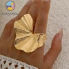 Nhẫn lá bạch quả Boho xếp ly - mở ba chiều, vòng quạt - chỉ 47.300₫