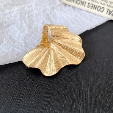 Nhẫn lá bạch quả Boho xếp ly - mở ba chiều, vòng quạt - chỉ 47.300₫