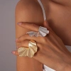 Nhẫn lá bạch quả Boho xếp ly - mở ba chiều, vòng quạt - chỉ 47.300₫ 9