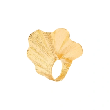 Nhẫn lá bạch quả Boho xếp ly - mở ba chiều, vòng quạt - chỉ 47.300₫