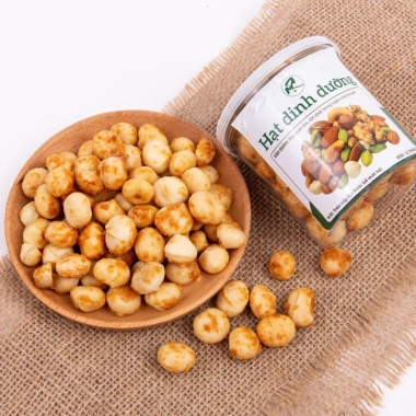 Nhân macca nướng mật 250g - Nguyên & Vỡ, xuất hóa đơn công ty, giảm giá 195k