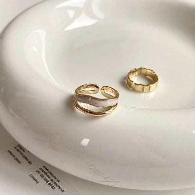 Nhẫn mở hai lớp đá cẩm thạch tối giản cho nữ - Xếp chồng, trang sức hàng ngày, giảm giá 21% chỉ 47.940₫ 2