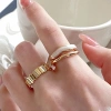Nhẫn mở hai lớp đá cẩm thạch tối giản cho nữ - Xếp chồng, trang sức hàng ngày, giảm giá 21% chỉ 47.940₫ 5