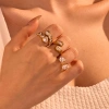Nhẫn mở HYCEO Zircon sáng bóng thép không gỉ, mạ vàng 18K, chống rỉ sét, phong cách sang trọng - Giá ưu đãi 100.100₫ 8