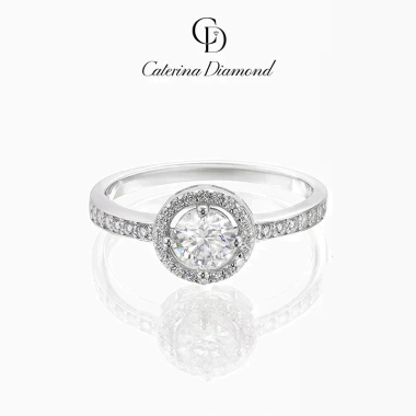 Nhẫn Moissanite 0,5ct Caterina Diamond Solitaire Pavé DR025 - Kiểm định GRA, giảm giá 22% chỉ 1.55 triệu