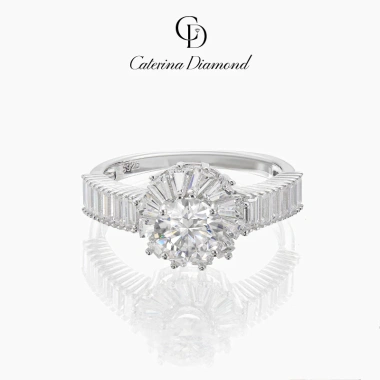 Nhẫn Moissanite 0,8 Carat Caterina Solitaire Pavé DR023 Kiểm định GRA 3,89 triệu