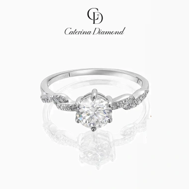 Nhẫn Moissanite 0,8ct Caterina Solitaire Pavé DR026 - Kiểm định GRA, giảm còn 1,55tr