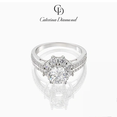 Nhẫn Moissanite 1.2 Carat Caterina Pavé DR027 - Kiểm định GRA, giá 2.49 triệu