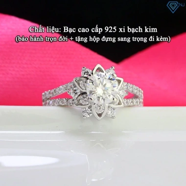 Nhẫn Moissanite 6ly xi bạch kim GRA mặt hoa sang trọng - Kiêu hãnh NNM64 899k TNJ 2