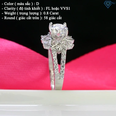 Nhẫn Moissanite 6ly xi bạch kim GRA mặt hoa sang trọng - Kiêu hãnh NNM64 899k TNJ 3