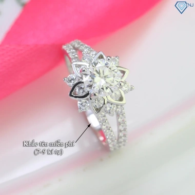 Nhẫn Moissanite 6ly xi bạch kim GRA mặt hoa sang trọng - Kiêu hãnh NNM64 899k TNJ 5