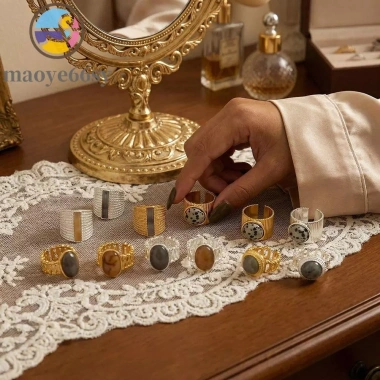 Nhẫn ngón tay hở màu hổ phách cổ điển tự nhiên thanh lịch sang trọng cho bé gái, giá 115.500đ