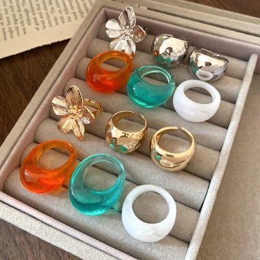 Nhẫn nhựa viền rộng hình hoa 6 cái - Đơn giản, thời trang, giá ưu đãi 48.675₫ 2 Nhẫn nhựa viền rộng hình hoa 6 cái - Đơn giản, thời trang, giá ưu đãi 48.675₫ 2