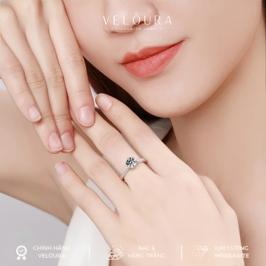 Nhẫn Nữ 1 Carat Moissanite Cương VELOURA - Vương Miện Sáu Chấu Cao Cấp