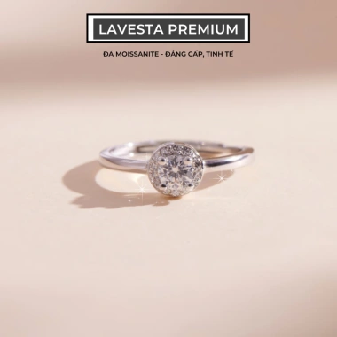Nhẫn nữ bạc xi bạch kim Moissanite 5 ly GRA LAVESTA KC104 - Sang trọng, chỉ 815.000₫