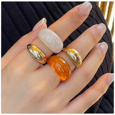 Nhẫn Nữ Bản To Nhiều Màu - Set Y2K Phong Cách Cá Tính, Resin N3 Giá 36.000đ