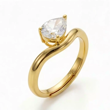 Nhẫn nữ DANA-Golden sóng đính đá khối đơn - Nhẫn cưới, hứa hẹn 284.900 VND