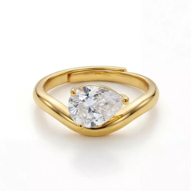 Nhẫn nữ DANA-Golden sóng đính đá khối đơn - Nhẫn cưới, hứa hẹn 284.900 VND