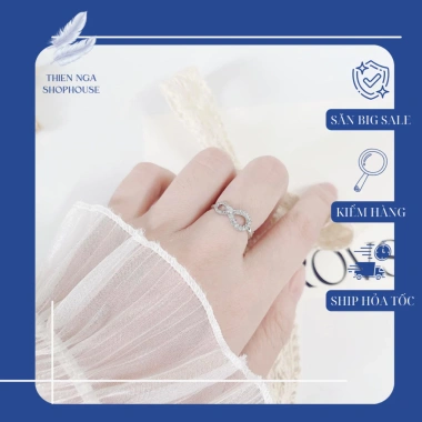 Nhẫn nữ Infinity vô cực pha lê đá SW hồng cao cấp sang trọng - Fullbox - Giá 770.000₫