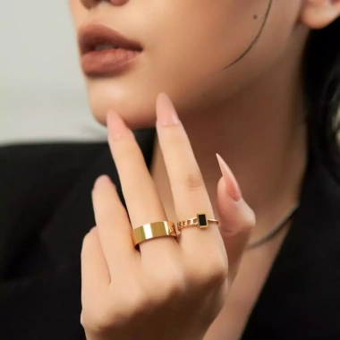 Nhẫn nữ Jesmee Vintage Đá Đen Đủ Size - Black Window Ring Sang Trọng Giá 299k 3