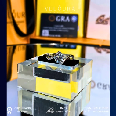 Nhẫn nữ kim cương Moissanite 1 Carat chính hãng VELOURA Nụ Hôn Thiên Thần cao cấp GRA VJN017 - Giá ưu đãi 1,179,000 VND